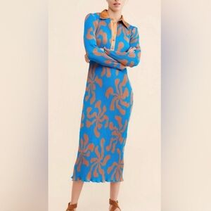 Arthur Blue and Brown Patterned Dress Size 2